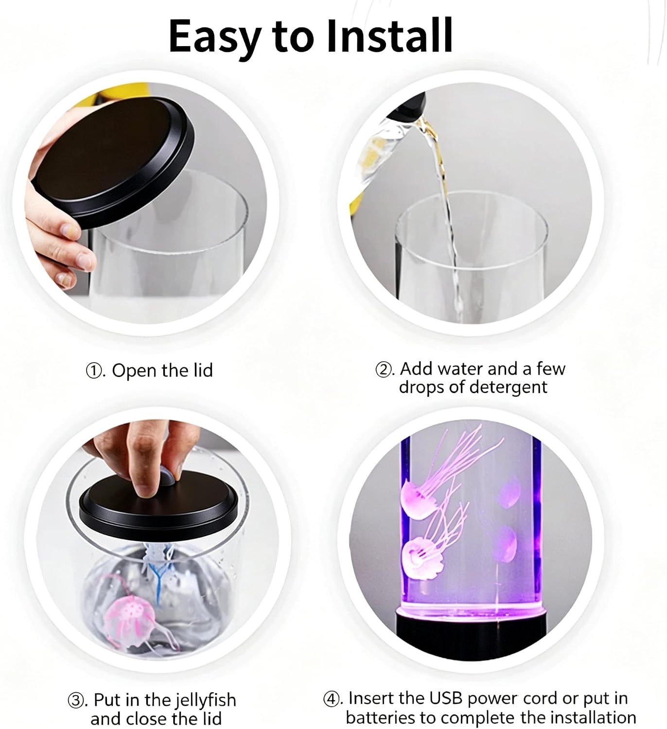 jellyfish desk lamp with USB-DC power and colorful lighting
