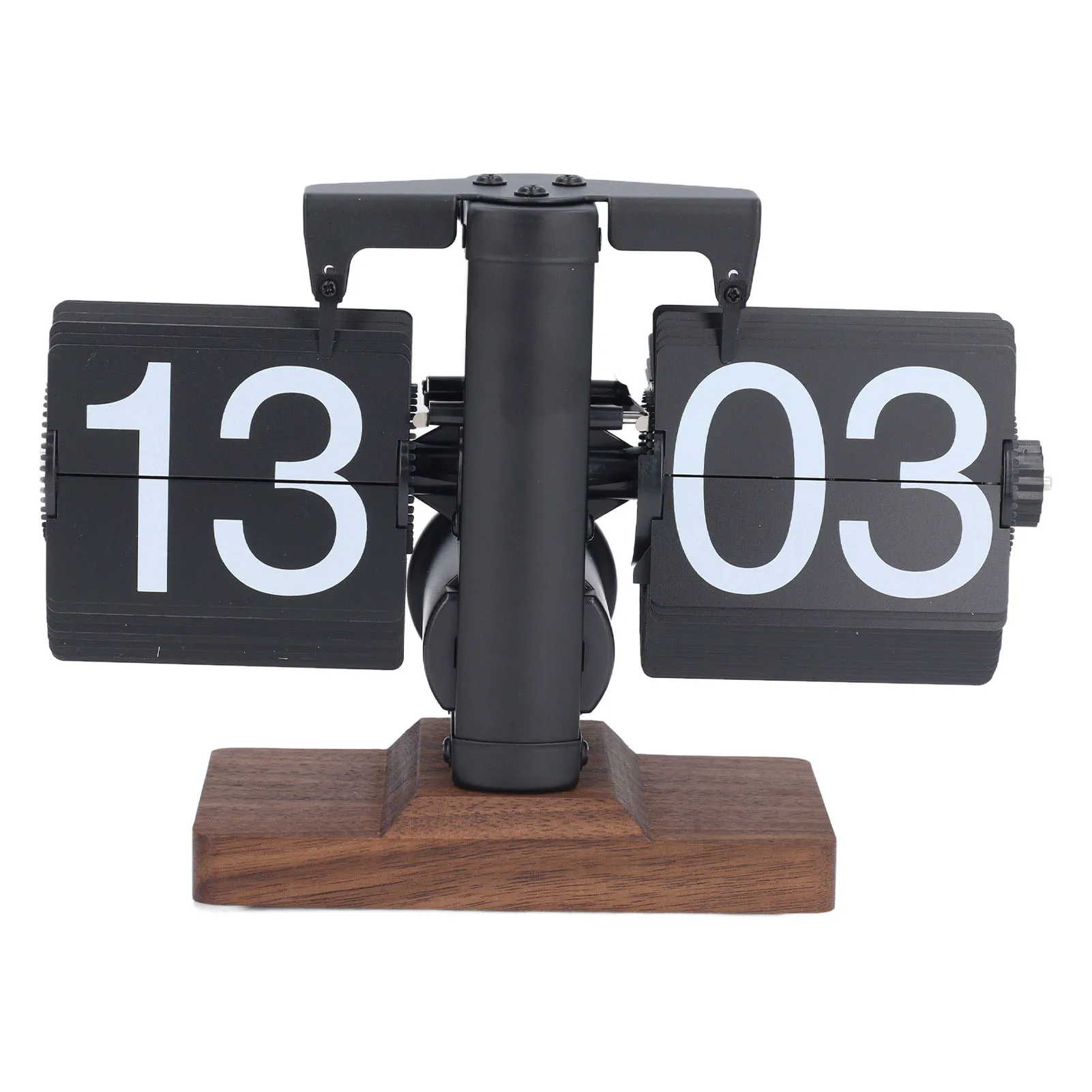 retro flip clock in black with vintage desk design